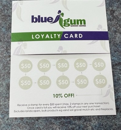 Blue Gum Garden Centre Loyalty Card
